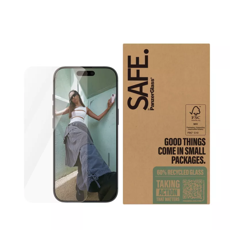 PanzerGlass SAFE. by ® protector de pantalla iPhone 16 Pro | Ultra-Wide Fit | BULK