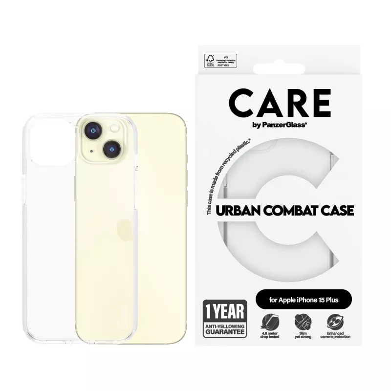 PanzerGlass CARE™ by ® funda Urban Combat transparente iPhone 15 Plus