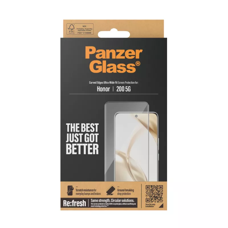 PanzerGlass Lámina protectora de pantalla Honor 200 5G Ultra-Wide Fit resistente a arañazos y golpes