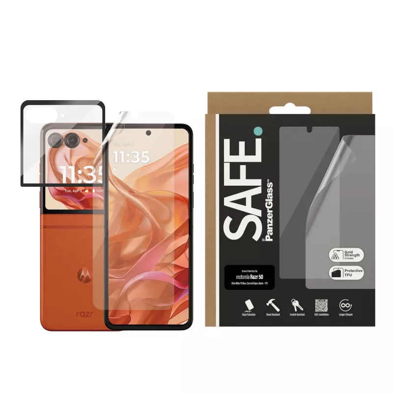PanzerGlass SAFE. by ® Protector de pantalla Motorola Razr 60 | Razr 50 | Cristal y lámina