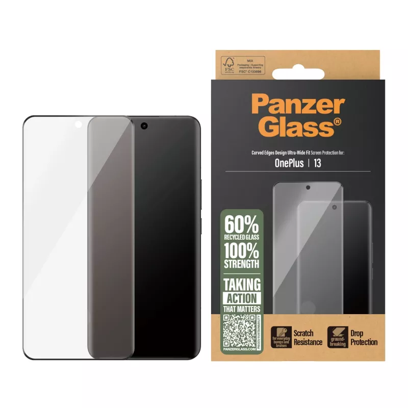 PanzerGlass Lámina protectora de pantalla OnePlus 13 Ultra-Wide Fit resistente a arañazos y golpes