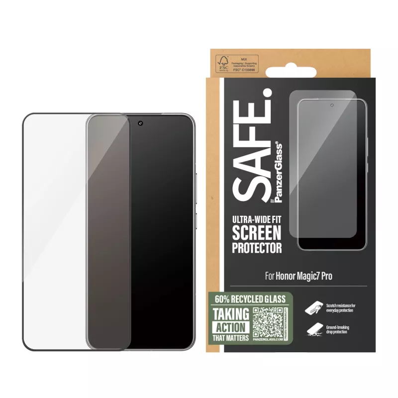 Protector de pantalla PanzerGlass Honor Magic7 Pro Ultra-Wide Fit resistente a arañazos y golpes