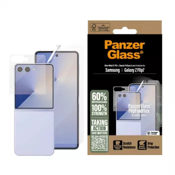 Set de protección PanzerGlass FlipFoldFlex 2 en 1 Classic Fit cristal + lámina TPU Ultra-Wide para Samsung