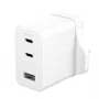 PanzerGlass empower™ by ® Cargador múltiple Turbo 70W con 2 x USB-C + USB-A | Enchufe UK | Blanco plateado