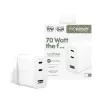 PanzerGlass empower™ by ® Cargador múltiple Turbo 70W con 2 x USB-C + USB-A | Enchufe UK | Blanco plateado