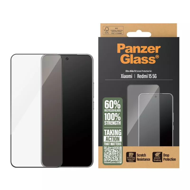 PanzerGlass ® Protector de pantalla Xiaomi Redmi 15 5G | Ultra-Wide Fit