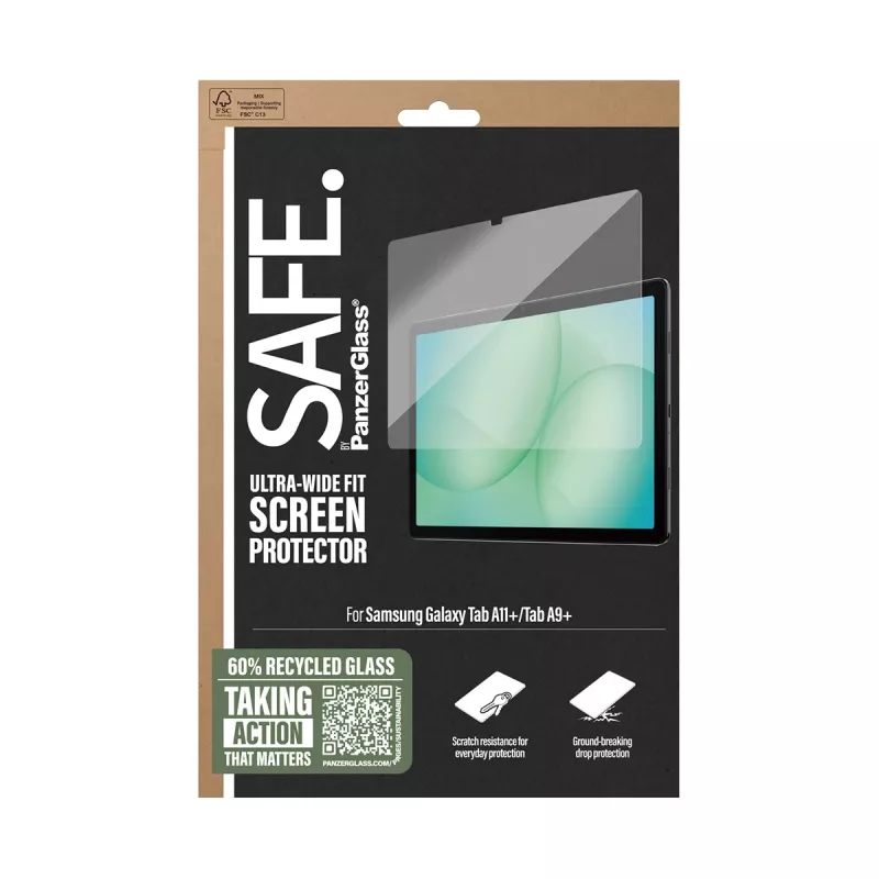 PanzerGlass SAFE. by ® Protector de pantalla Samsung Galaxy Tab A11+ | Tab A9+ | Ultra-Wide Fit