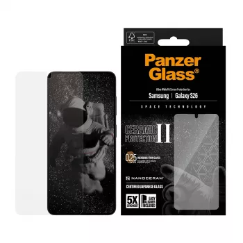 PanzerGlass® Protector de pantalla de cerámica Samsung Galaxy S26 | Ultra-Wide Fit con EasyAligner