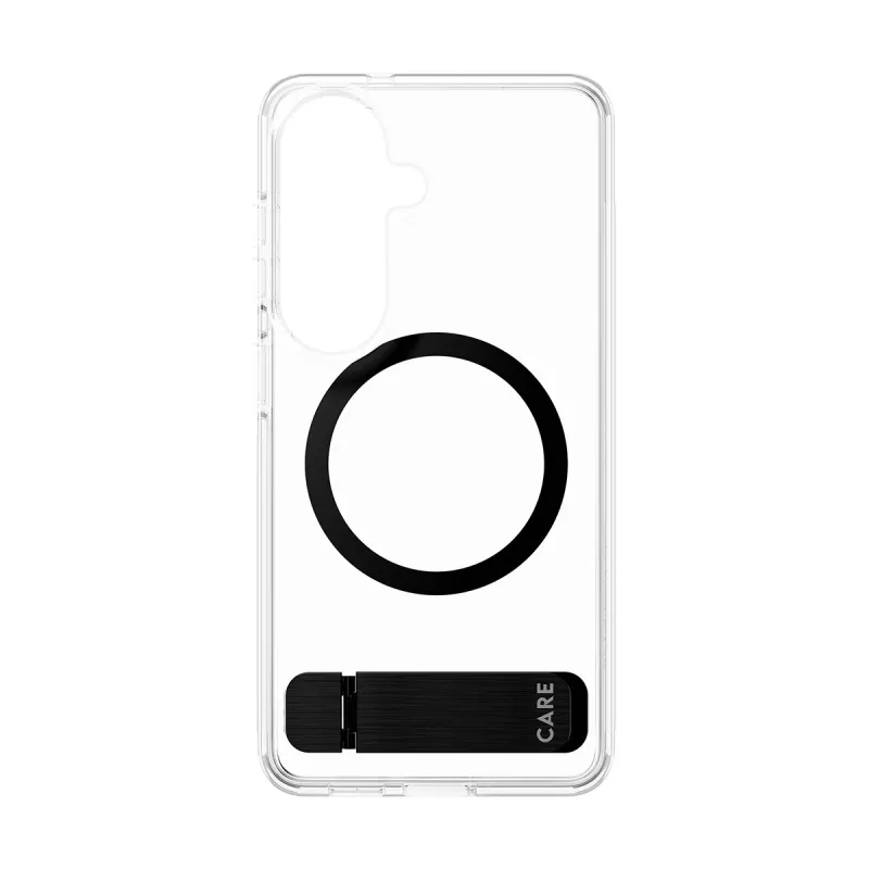 Funda protectora PanzerGlass CARE™ Urban Explorer Case para Samsung Galaxy S26, transparente con soporte negro y compatibilidad Qi