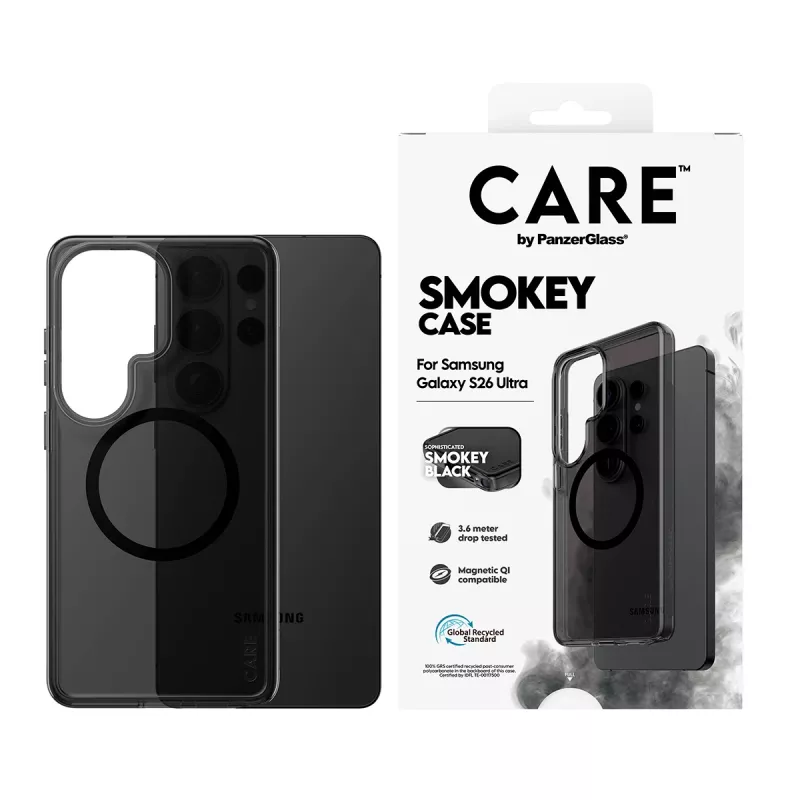 Funda protectora PanzerGlass CARE Urban Explorer Case Smokey con Qi negro para Samsung Galaxy S26 Ultra