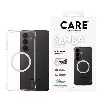 PanzerGlass CARE™ by ® Samba funda transparente con Qi blanco Samsung Galaxy S26+