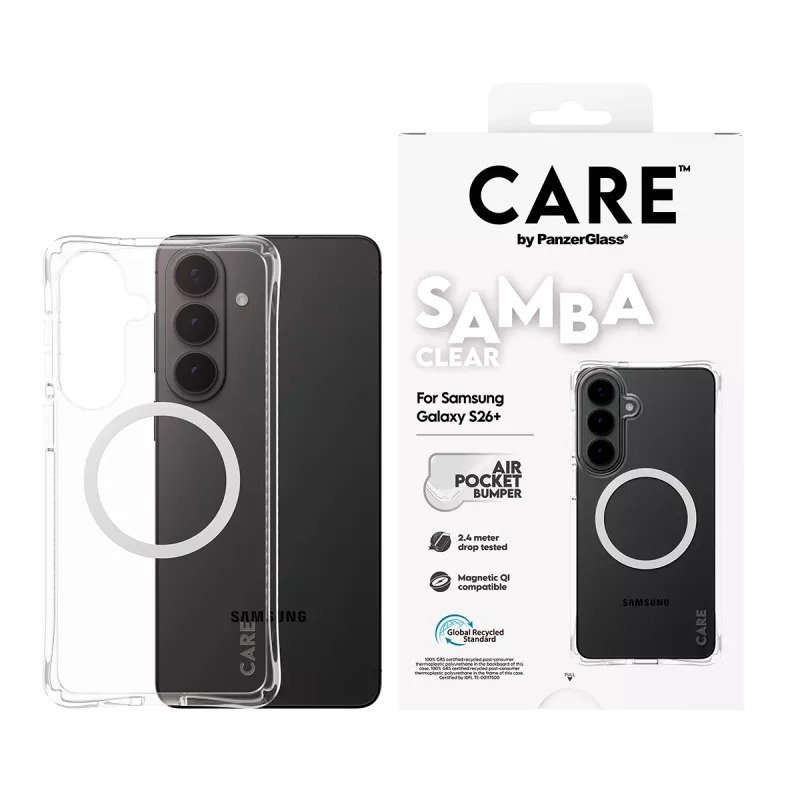 PanzerGlass CARE™ by ® Samba funda transparente con Qi blanco Samsung Galaxy S26+