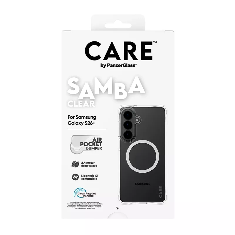 PanzerGlass CARE™ by ® Samba funda transparente con Qi blanco Samsung Galaxy S26+