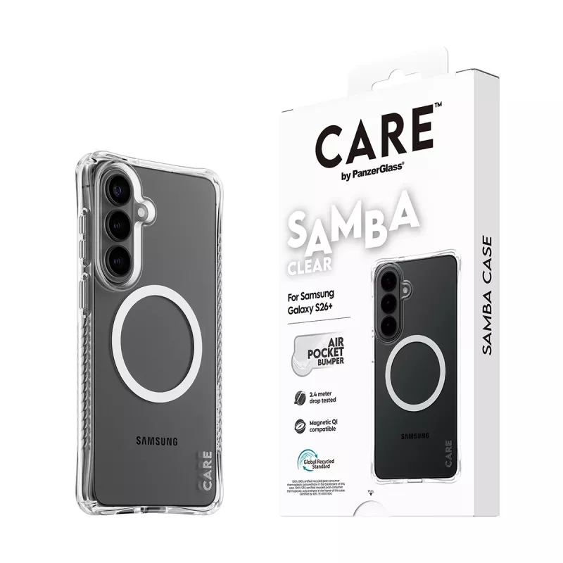 PanzerGlass CARE™ by ® Samba funda transparente con Qi blanco Samsung Galaxy S26+