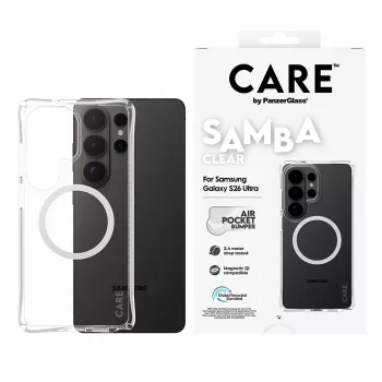 PanzerGlass CARE™ by ® Samba funda transparente con Qi blanco Samsung Galaxy S26 Ultra