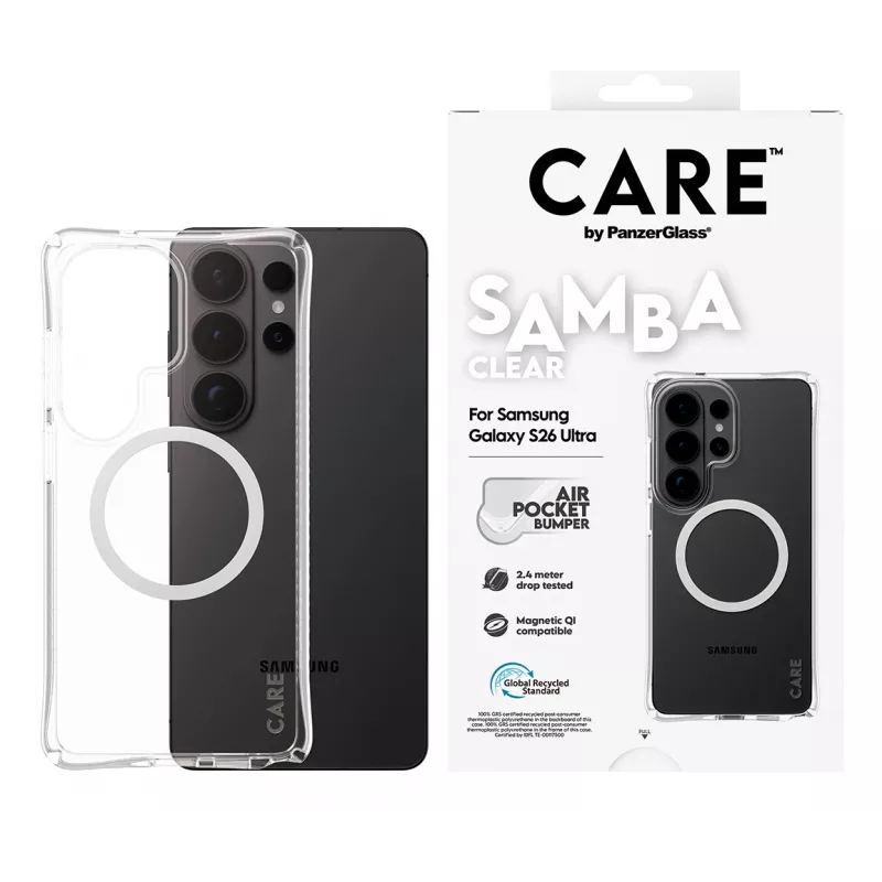 PanzerGlass CARE™ by ® Samba funda transparente con Qi blanco Samsung Galaxy S26 Ultra