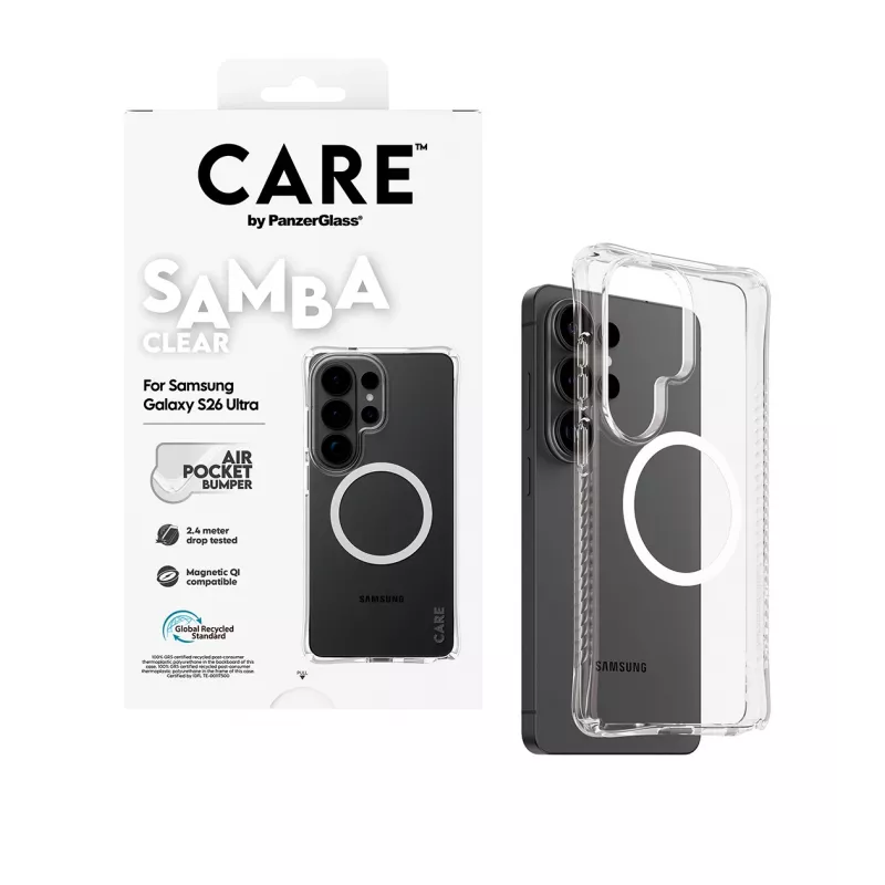 PanzerGlass CARE™ by ® Samba funda transparente con Qi blanco Samsung Galaxy S26 Ultra