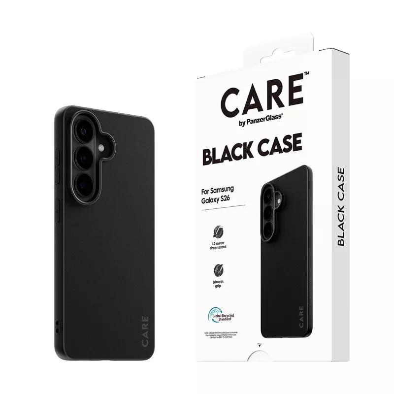 Funda protectora de TPU PanzerGlass CARE™ para Samsung Galaxy S26 – negro