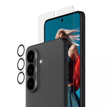 Pack de protección de pantalla PanzerGlass para Samsung Galaxy S26 — Hoops 2 en 1 Ultra-Wide Fit, cristal templado + capas de PET/silicona