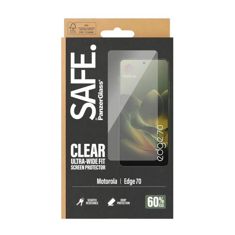 Protector de pantalla PanzerGlass SAFE. by ® Motorola Edge 70 | Ultra-Wide Fit