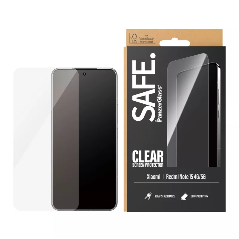Protector de pantalla PanzerGlass SAFE. by ® Xiaomi Redmi Note 15 4G | 5G | Ultra-Wide Fit