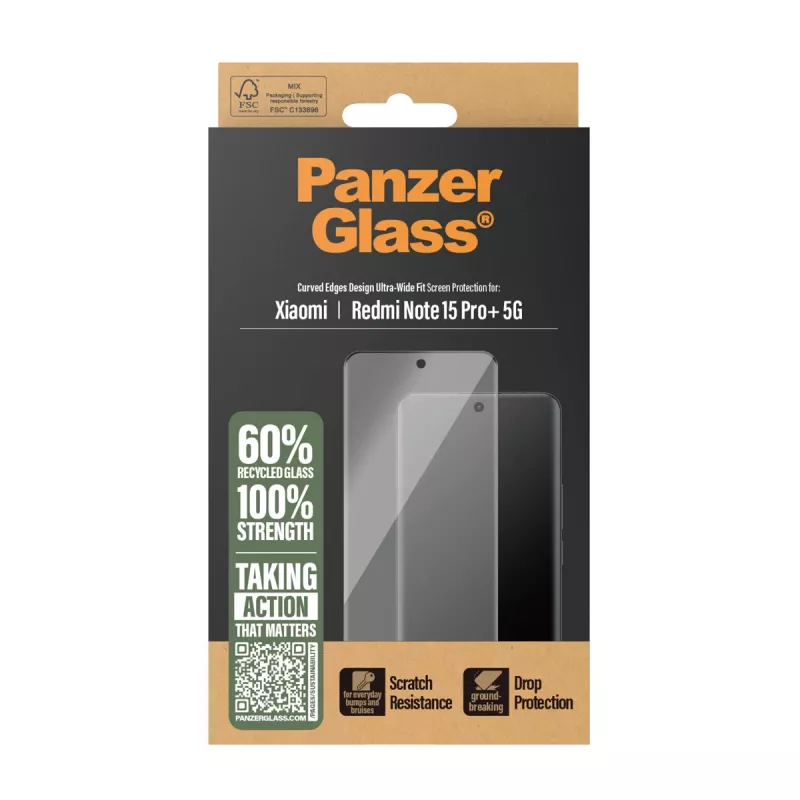 Protector de pantalla PanzerGlass® Xiaomi Redmi Note 15 Pro+ 5G | Ultra-Wide Fit