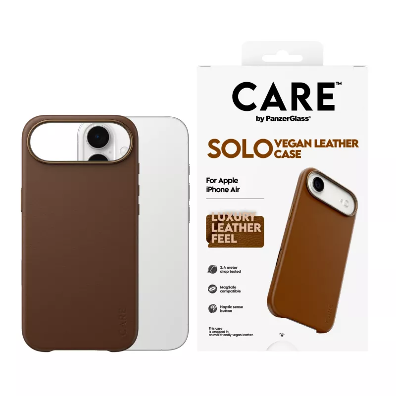 Funda PanzerGlass CARE Solo Case para Apple iPhone Air, marrón, funda