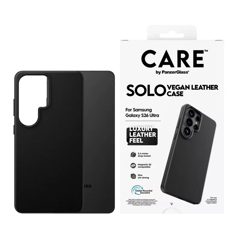 Funda PanzerGlass CARE Solo para Samsung Galaxy S26 Ultra, negro, compatible con Qi