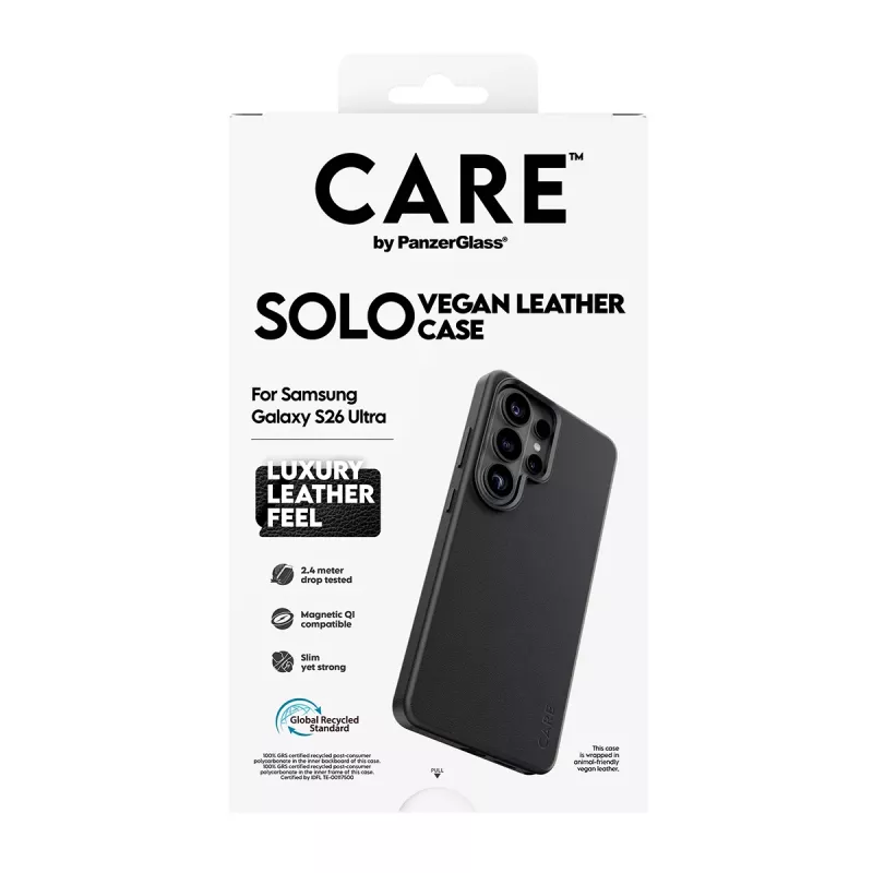 Funda PanzerGlass CARE Solo para Samsung Galaxy S26 Ultra, negro, compatible con Qi