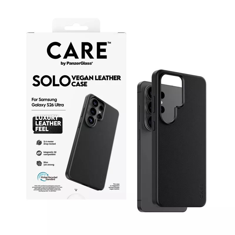 Funda PanzerGlass CARE Solo para Samsung Galaxy S26 Ultra, negro, compatible con Qi