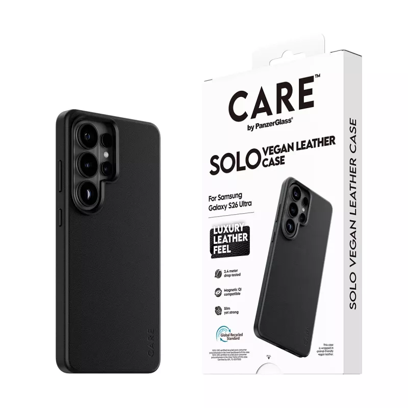 Funda PanzerGlass CARE Solo para Samsung Galaxy S26 Ultra, negro, compatible con Qi