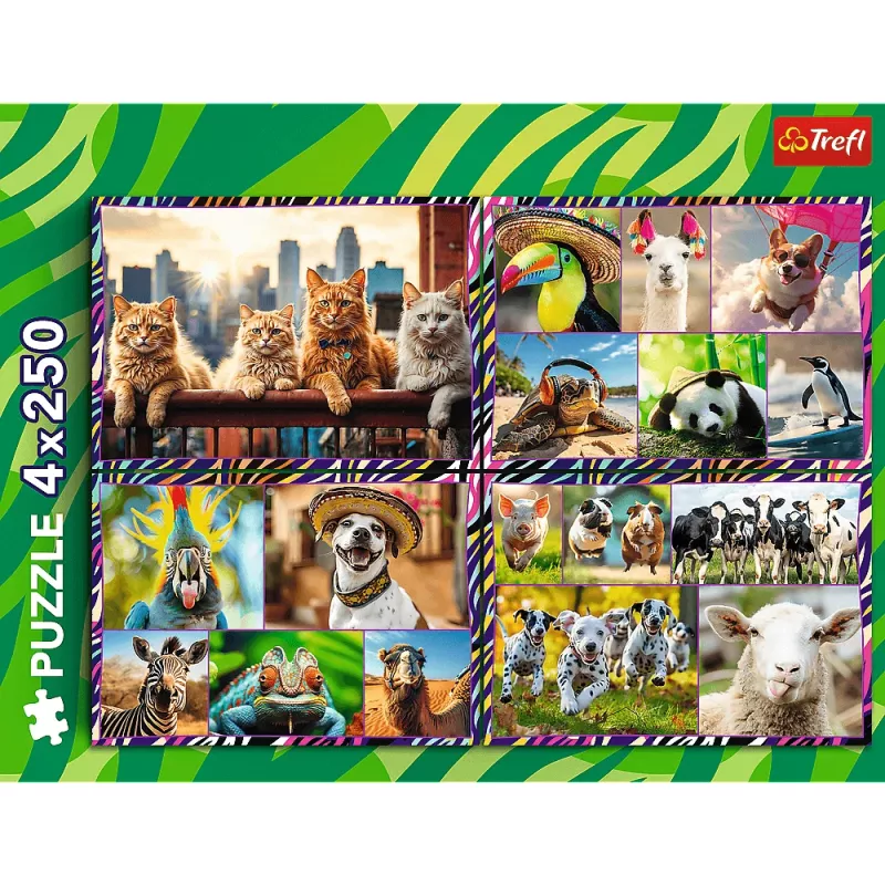 Puzle TREFL Funny — 4 x 250 piezas, set temático para niños