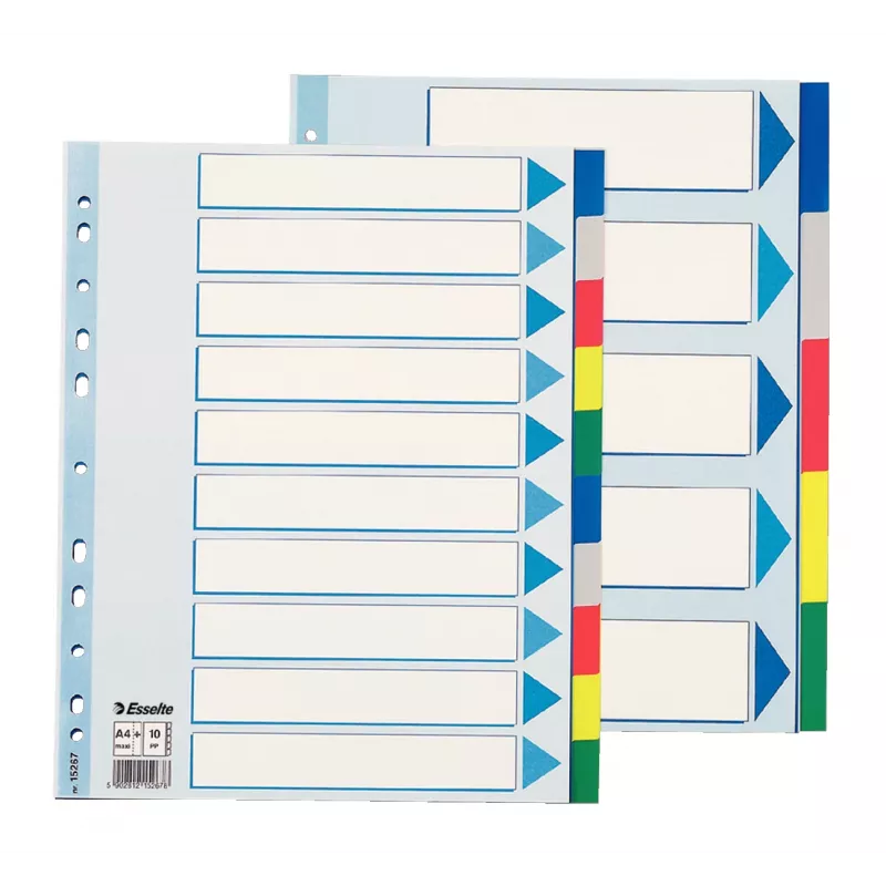 Pestañas de registro ESSELTE 5 piezas A5 polipropileno de colores, para archivar e indexar