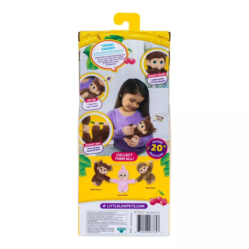 Moose Toys Little Live Pets My Baby Monkey 'Chikki Cherry', niño/niña, 2 año(s), con sonido