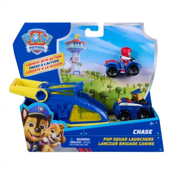 PAW Patrol Chase Pup Squad lanzador con vehículo de Ryder pack de 2, juguete para niños y niñas a partir de 3 años
