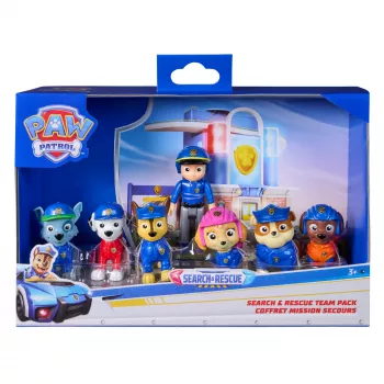 PAW Patrol Search & Rescue pack de equipo con 7 figuras coleccionables, incluye a Ryder y 6 cachorros, juguete para niños y niñas a partir de 3 años