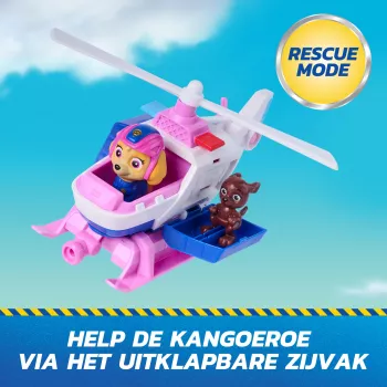 PAW Patrol: Search & Rescue, helicóptero de rescate de Skye con 2 figuras, helicóptero de juguete con función de retroceso, juguete para niños y niñas a partir de 3 años