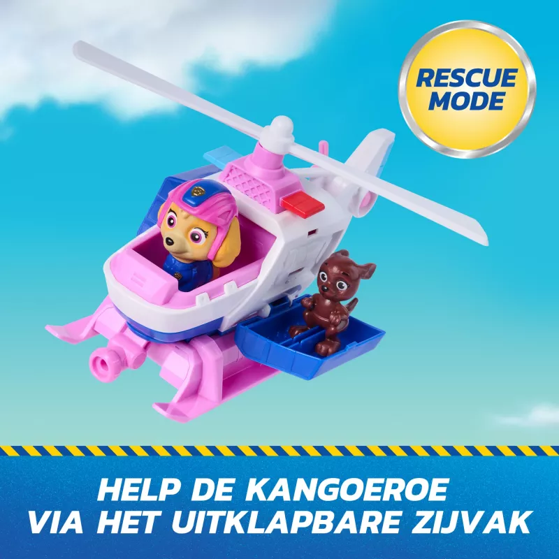 PAW Patrol: Search & Rescue, helicóptero de rescate de Skye con 2 figuras, helicóptero de juguete con función de retroceso, juguete para niños y niñas a partir de 3 años