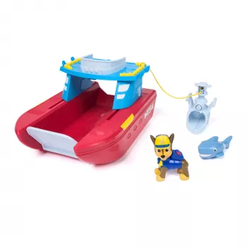 PAW Patrol vehículo Sea Patroller con figura de Chase y tiburón, 2 modos de patrulla, juguete para niños y niñas a partir de 3 años