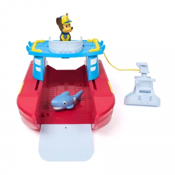 PAW Patrol vehículo Sea Patroller con figura de Chase y tiburón, 2 modos de patrulla, juguete para niños y niñas a partir de 3 años