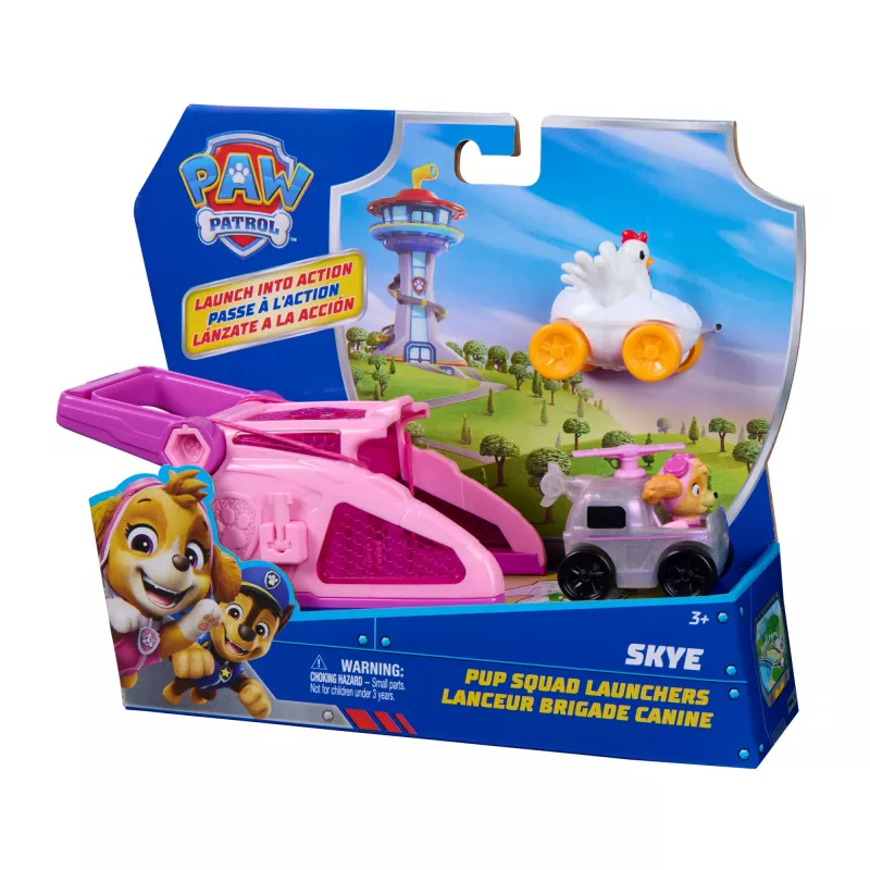 PAW Patrol Skye Pup Squad Launchers con vehículo de Chickaletta pack de 2, juguete para niños y niñas a partir de 3 años