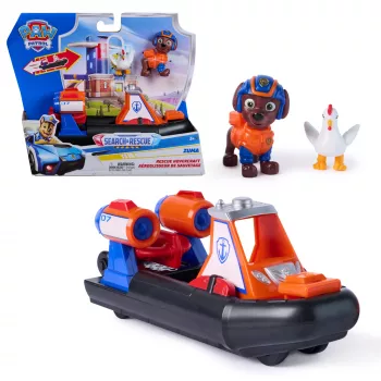 PAW Patrol: Search & Rescue, Zuma Rescue Hovercraft vehículo acuático con 2 figuras, barco de juguete con acción de retroceso, juguete para niños y niñas a partir de 3 años