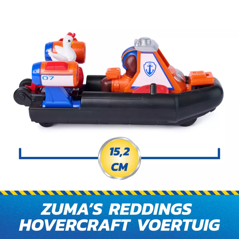 PAW Patrol: Search & Rescue, Zuma Rescue Hovercraft vehículo acuático con 2 figuras, barco de juguete con acción de retroceso, juguete para niños y niñas a partir de 3 años