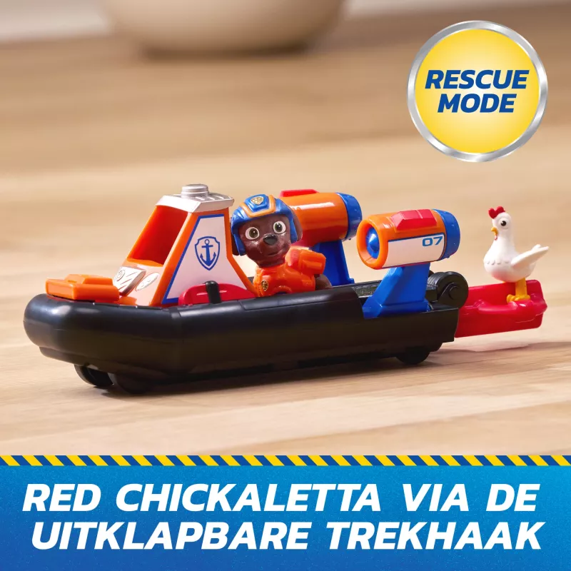 PAW Patrol: Search & Rescue, Zuma Rescue Hovercraft vehículo acuático con 2 figuras, barco de juguete con acción de retroceso, juguete para niños y niñas a partir de 3 años