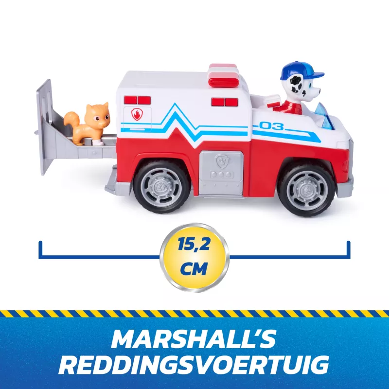 PAW Patrol: Search & Rescue, Marshall Rescue Responder vehículo con 2 figuras, camión de juguete con acción de retroceso, juguete para niños y niñas a partir de 3 años