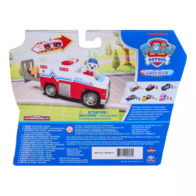 PAW Patrol: Search & Rescue, Marshall Rescue Responder vehículo con 2 figuras, camión de juguete con acción de retroceso, juguete para niños y niñas a partir de 3 años