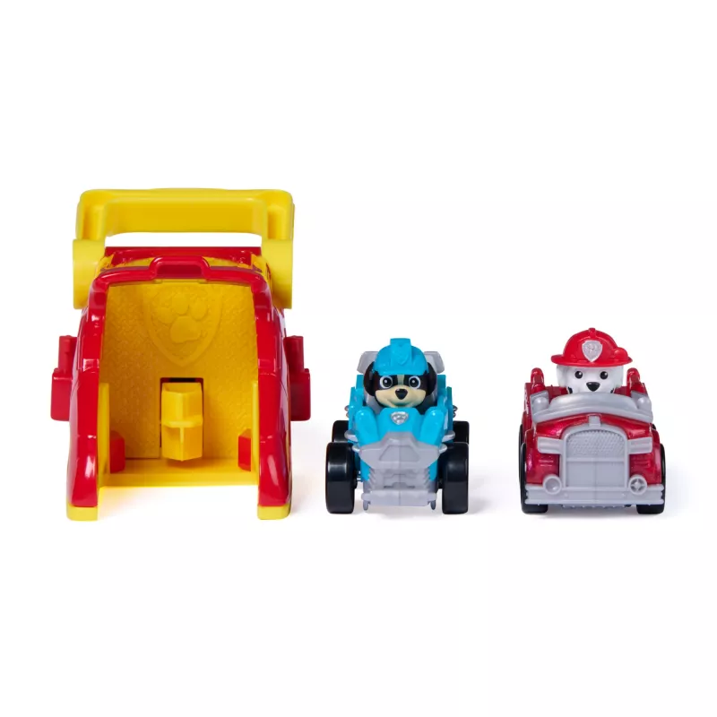 PAW Patrol Marshall Pup Squad Launchers con vehículo de Rex pack de 2, juguete para niños y niñas a partir de 3 años
