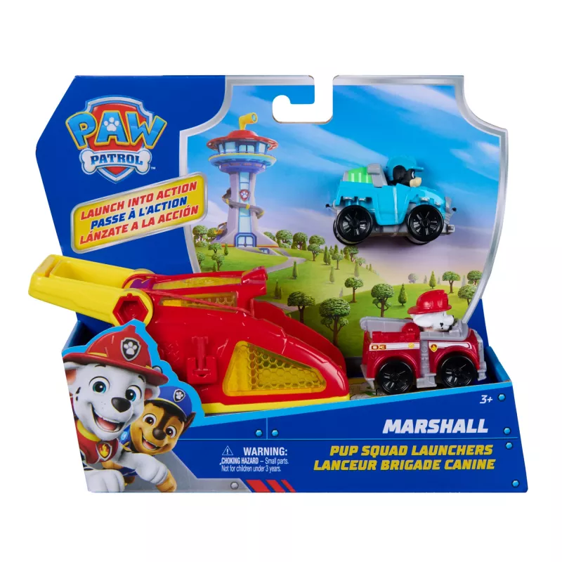 PAW Patrol Marshall Pup Squad Launchers con vehículo de Rex pack de 2, juguete para niños y niñas a partir de 3 años
