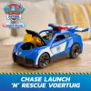 PAW Patrol: Search & Rescue, Chase Launch 'N' Rescue Cruiser con figura y 2 proyectiles, luces, sonidos y lanzador oculto, juguete para niños y niñas a partir de 3 años