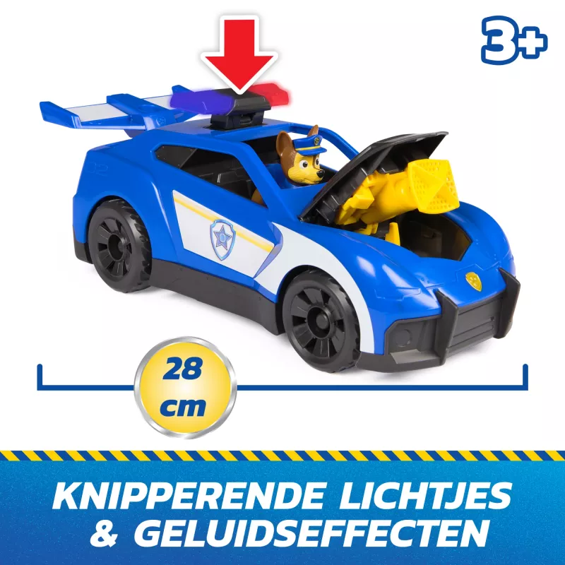PAW Patrol: Search & Rescue, Chase Launch 'N' Rescue Cruiser con figura y 2 proyectiles, luces, sonidos y lanzador oculto, juguete para niños y niñas a partir de 3 años